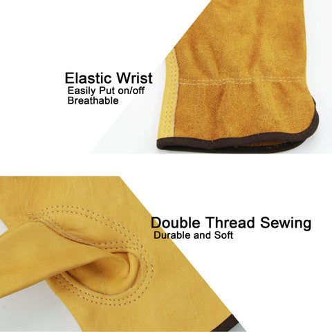 OZERO Leather Work Gloves Gunn cut back view enables smoother movement.