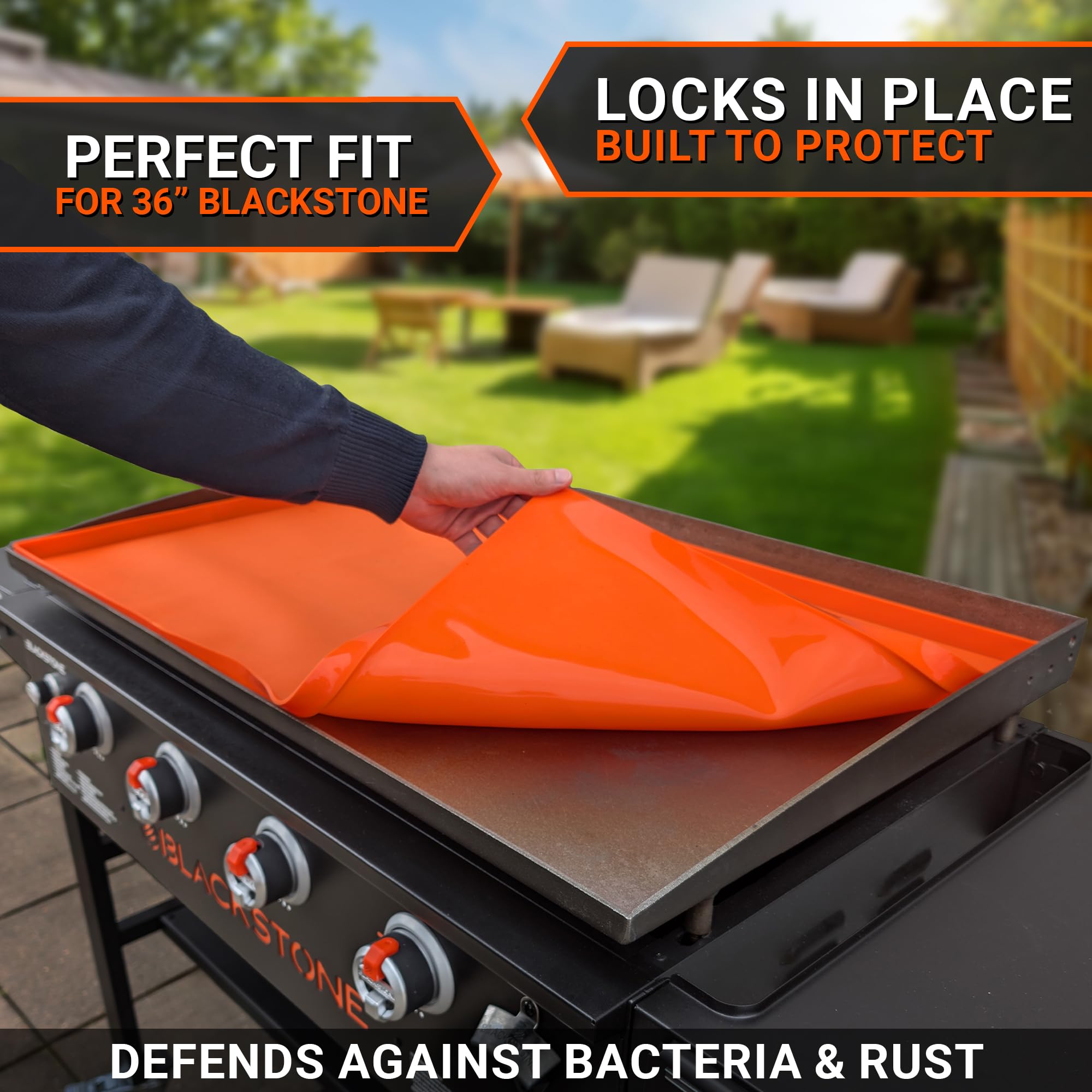 OZG rust-prevention cover protects Blackstone from moisture and corrosion.