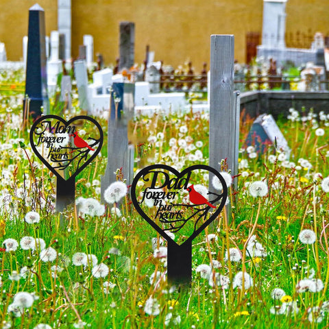 OZIO cardinals garden stake metal decoration for meaningful cemetery display.