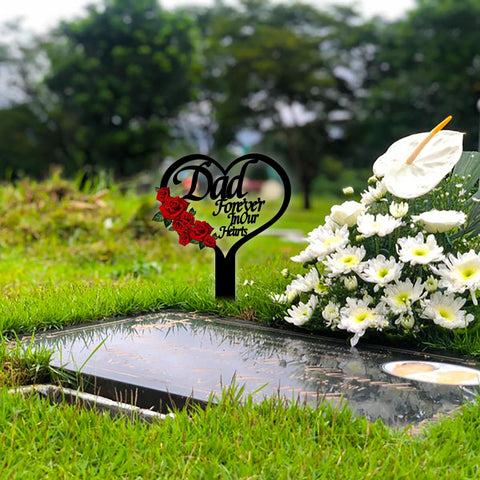 OZIO colored flower detail on plaque adds color to garden memorial