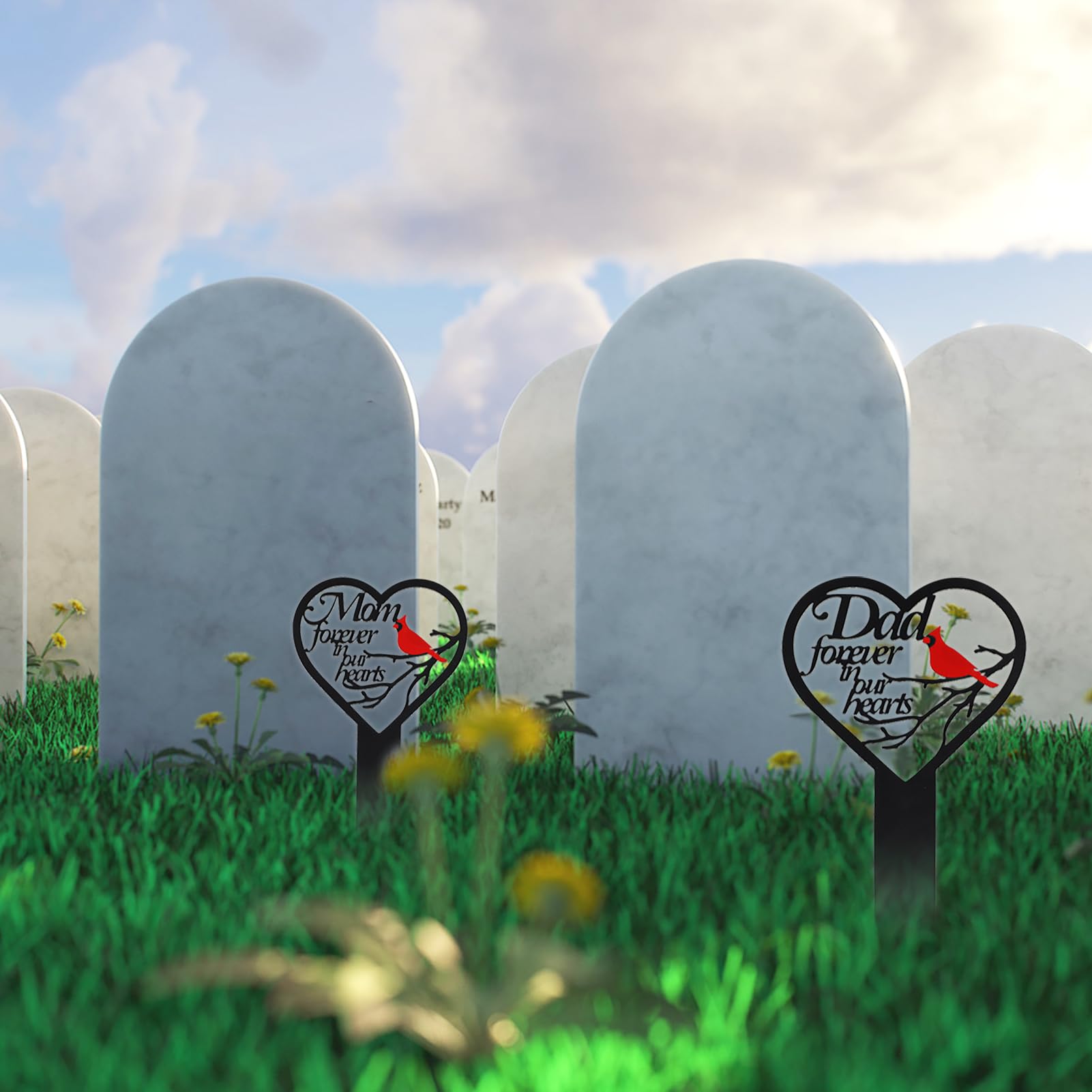 OZIO durable metal stake designed for outdoor cemeteries and yards.
