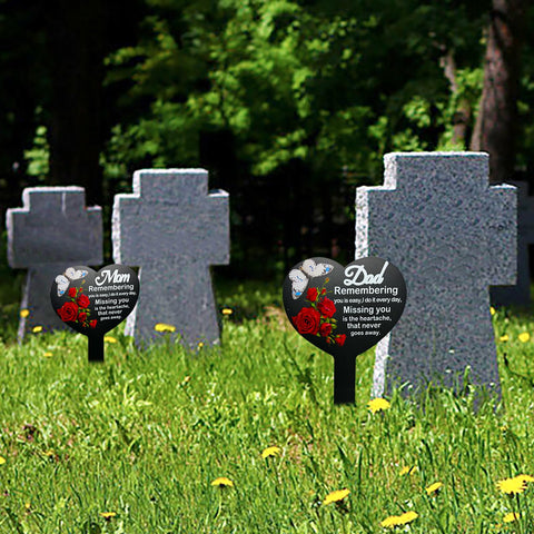 OZIO heart-shaped grave stake for Dad, weatherproof and stable in outdoor settings