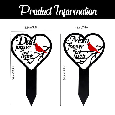 OZIO heart-shaped memorial plaque with Dad flowers decor for garden memorials.