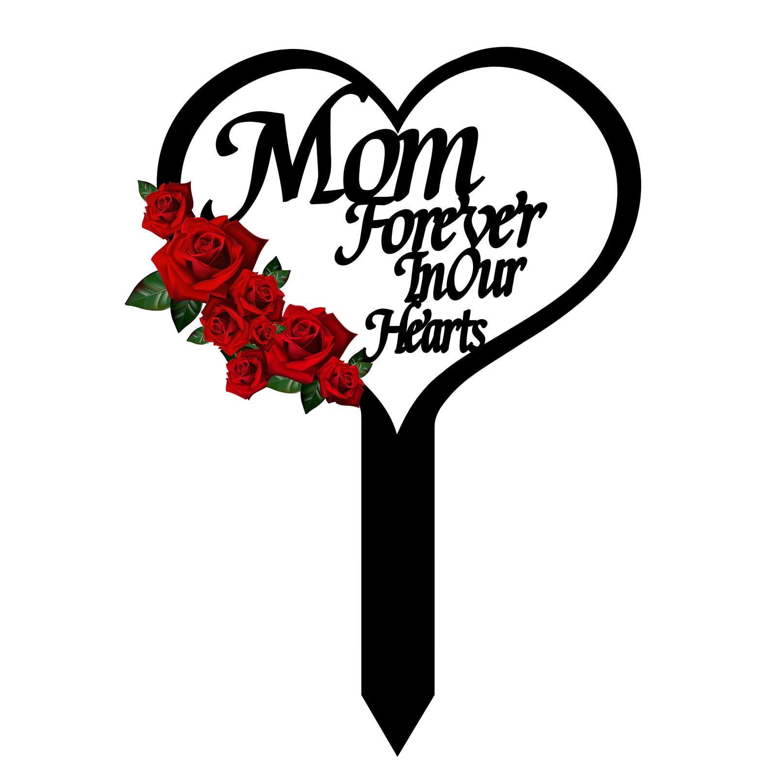 OZIO memorial heart plaque metal stake on lawn for outdoor remembrance