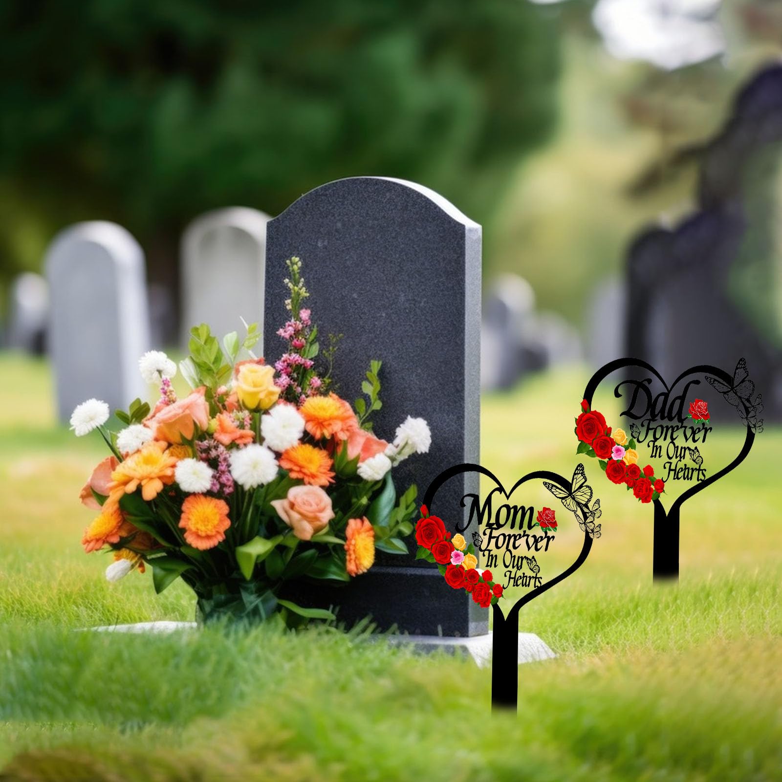 OZIO memorial plaque designed for easy grave marker stand installation.