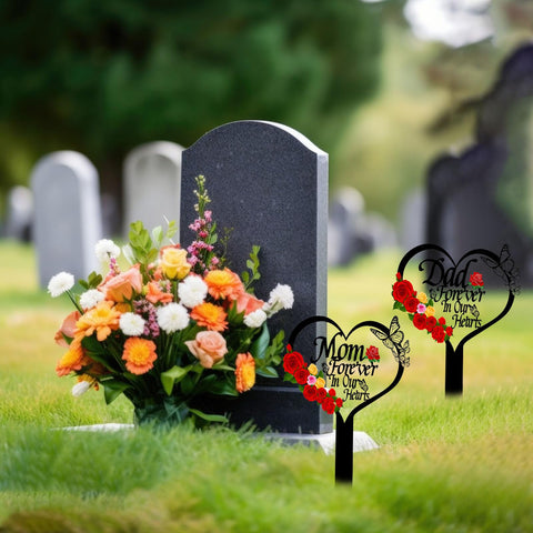 OZIO memorial plaque designed for easy grave marker stand installation.
