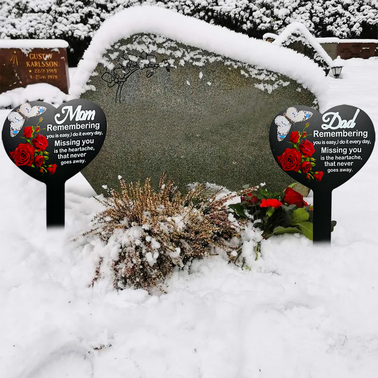 OZIO durable metal memorial stake for long-lasting cemetery decor