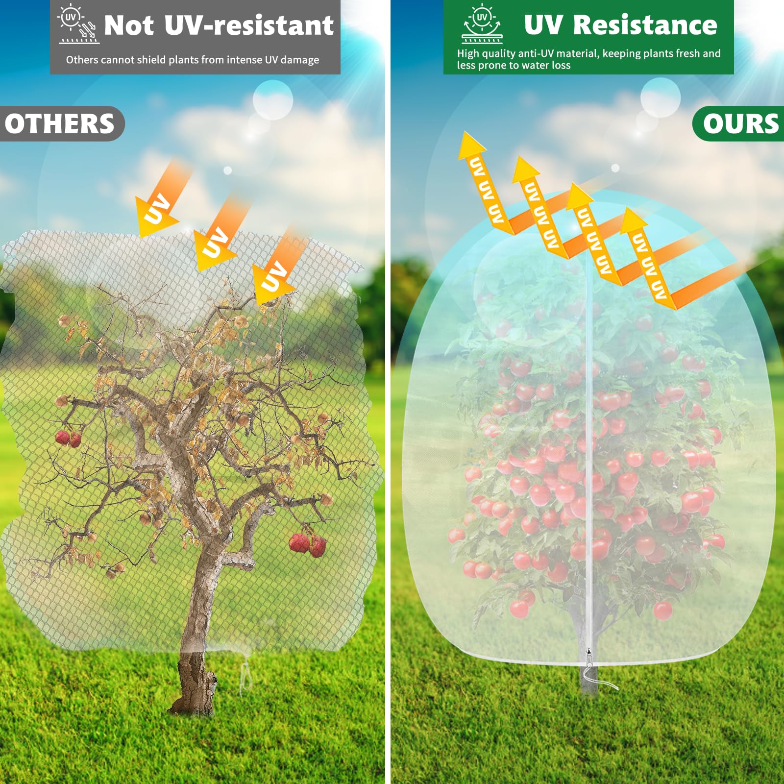 OZMI netting used on potted plants to deter birds