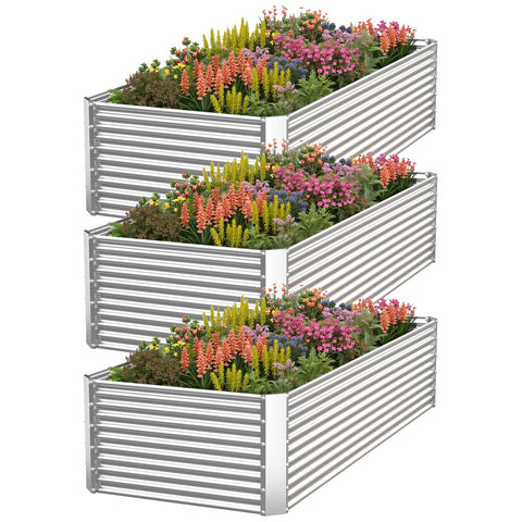 OZMSHF 3-Pack Tall raised bed front view showing spacious planting for vegetables and flowers