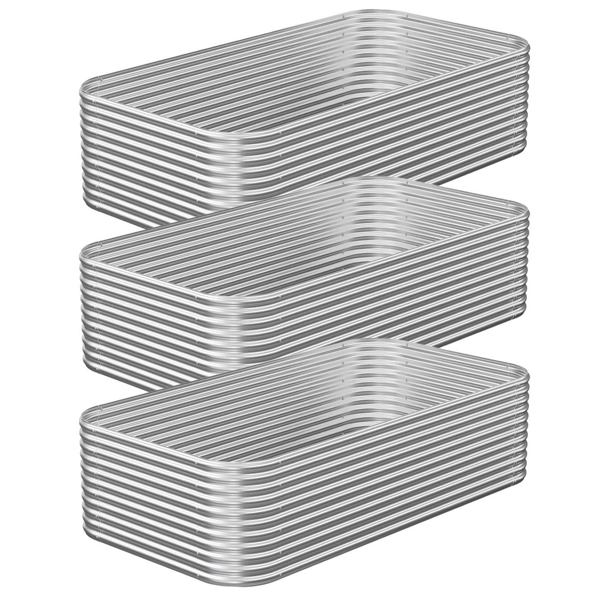 OZMSHF 3-pack tall 4x2ft raised bed front view shows expansive planting area for vegetables.
