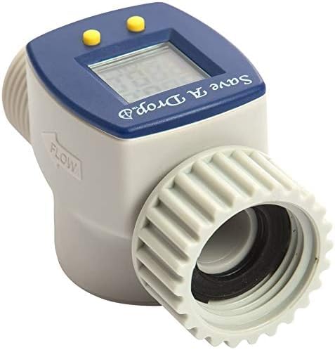 P3 Save a Drop blue water flow meter display shows precise usage for lawn watering
