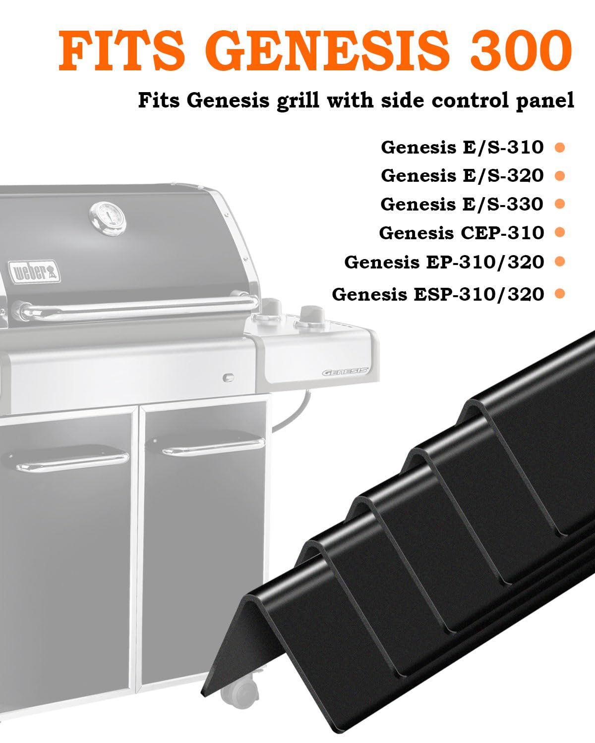 Five bars ready for Weber Genesis 300-series installation.