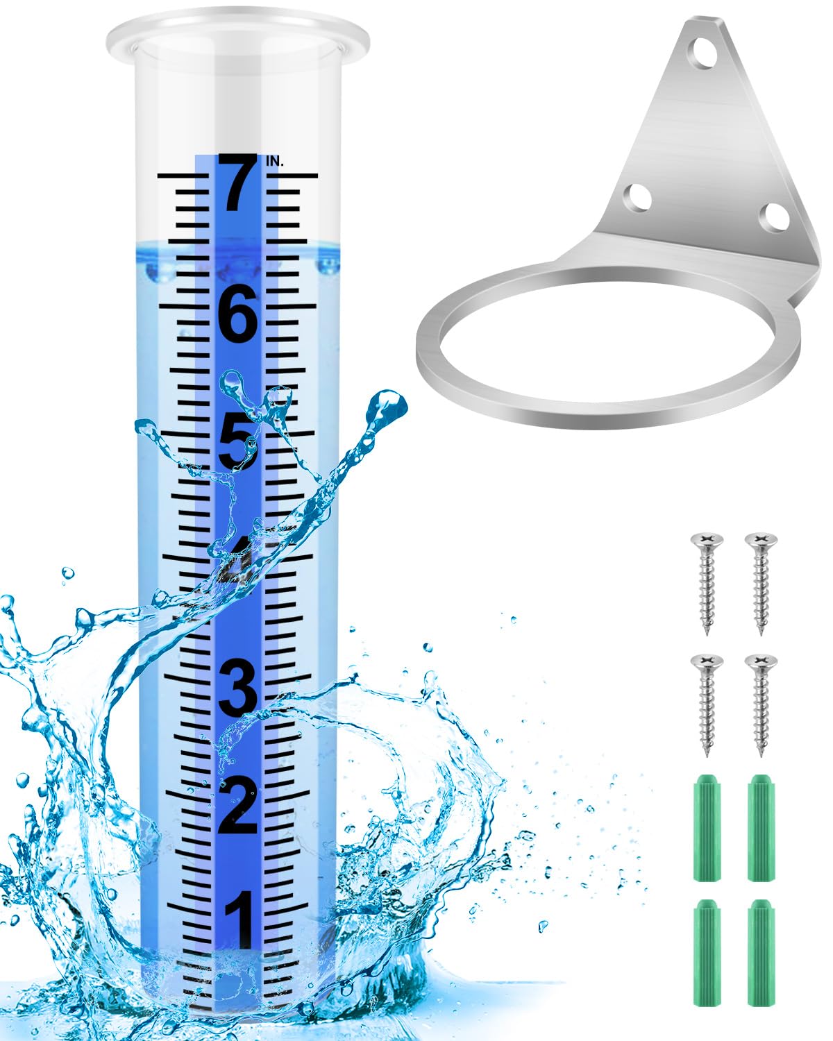 PACETAP 7-inch rain gauge reading clearly with a blue strip for easy measurement