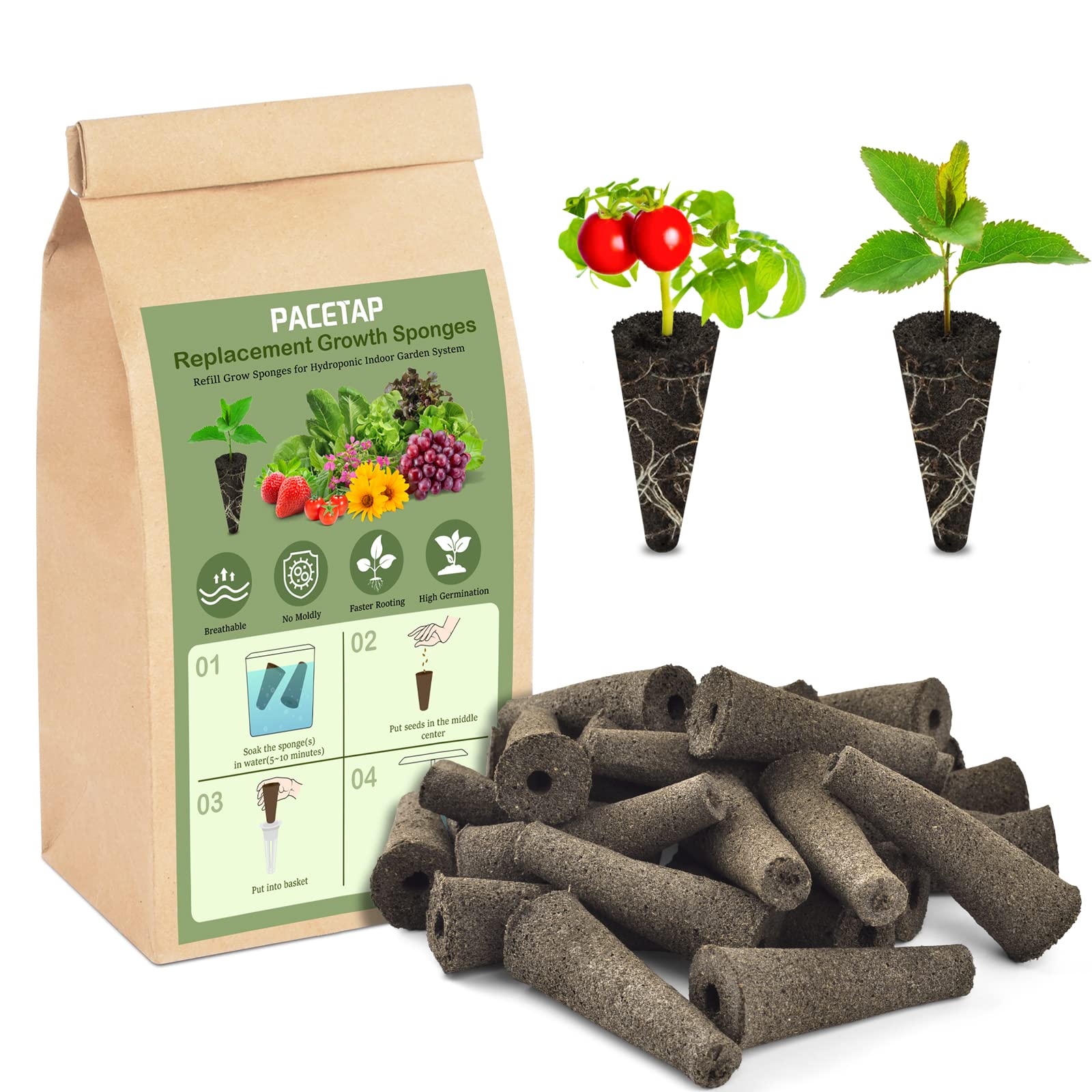 PACETAP grow sponge compatible with AeroGarden for seed support