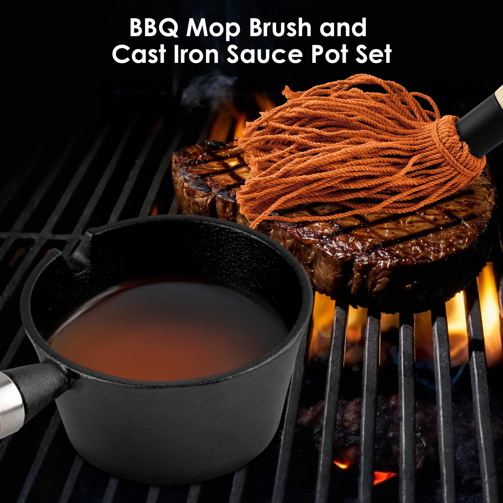 PACETAP long-handle BBQ mop brush helps prevent burns during grilling