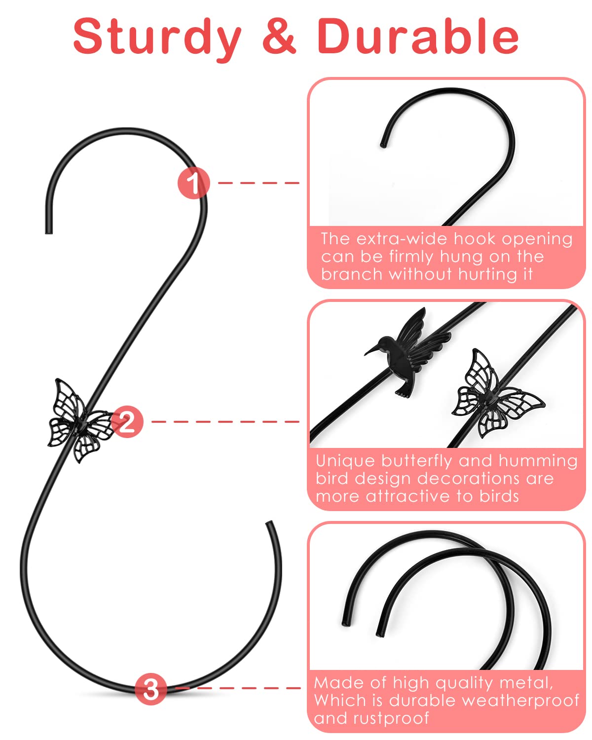PACETAP hummingbird-decor hook enhances garden ambiance and lightweight hanging.