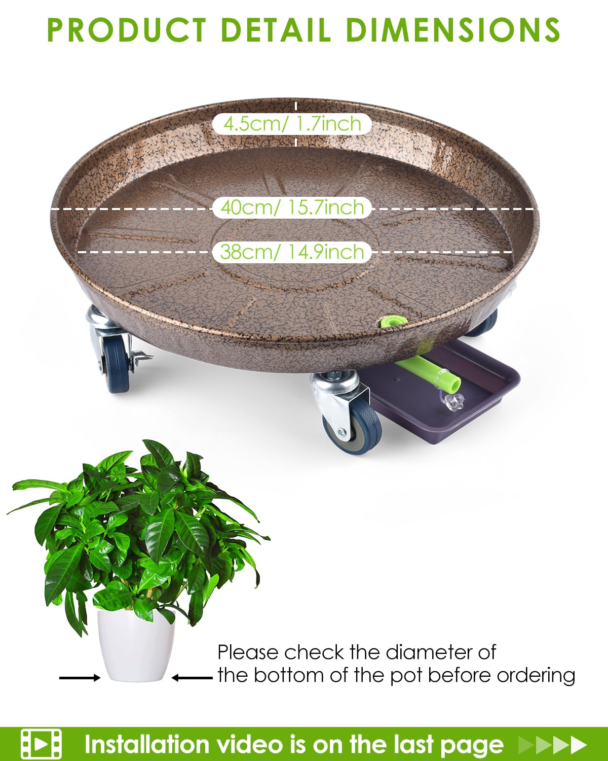 PACETAP two pack plant caddy with lockable casters for secure placement