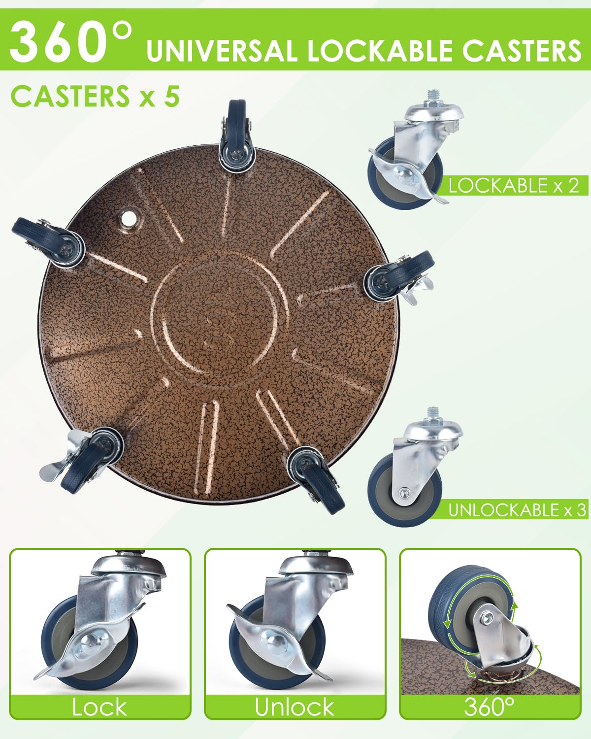PACETAP plant stand with drainage holes and water tray for moisture control