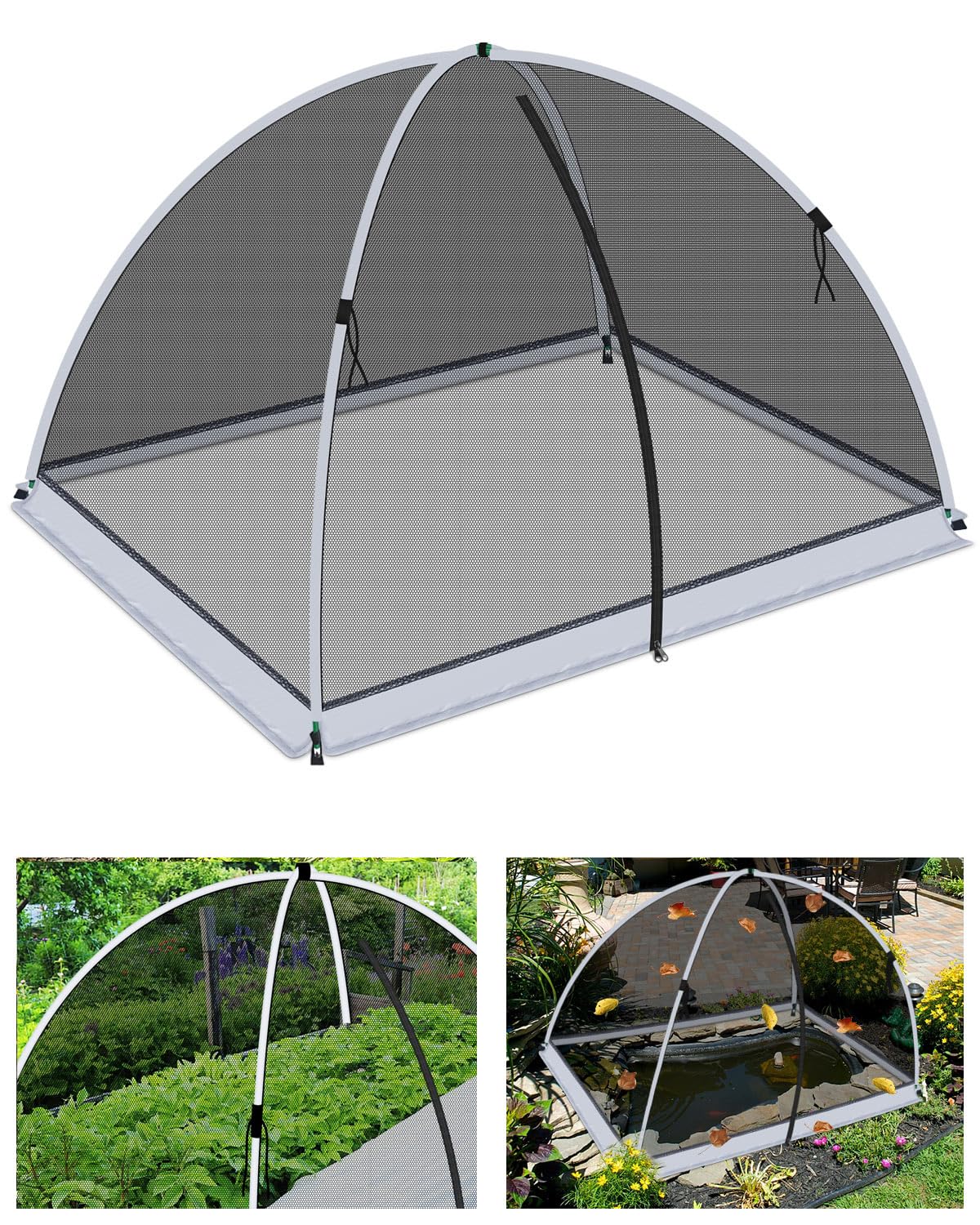 Pacetap pond cover dome assembly demonstrates simple setup and protective coverage.