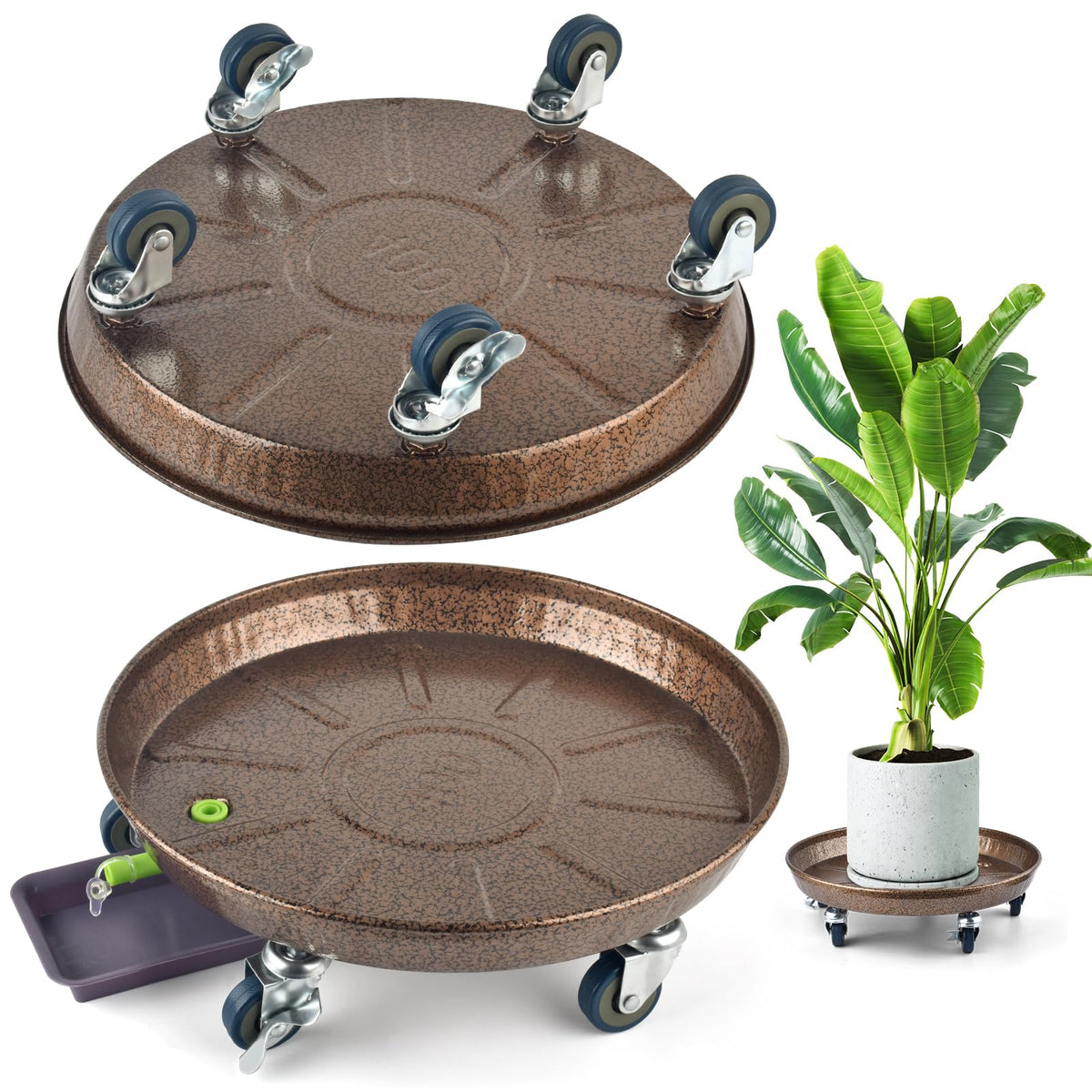 PACETAP round plant stand with wheels for easy indoor and outdoor mobility
