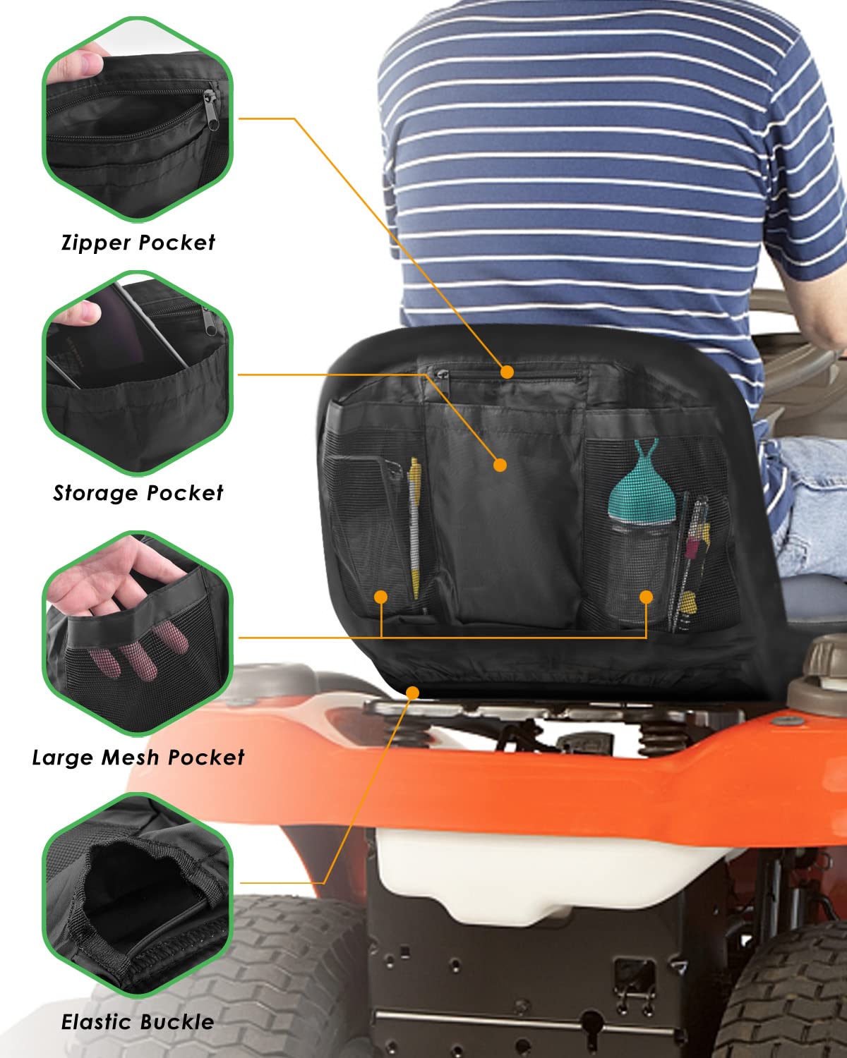 PACETAP anti-slip seat cover keeps the rider secure during operation.