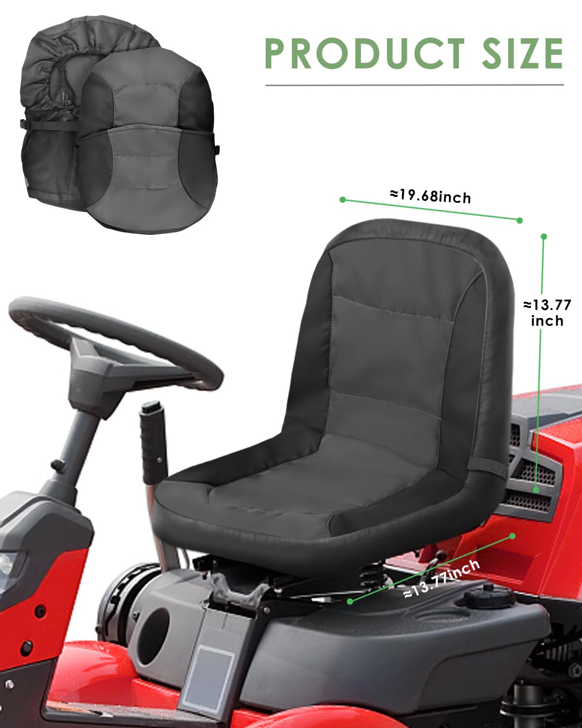 PACETAP seat cover in use on a tractor seat during maintenance.