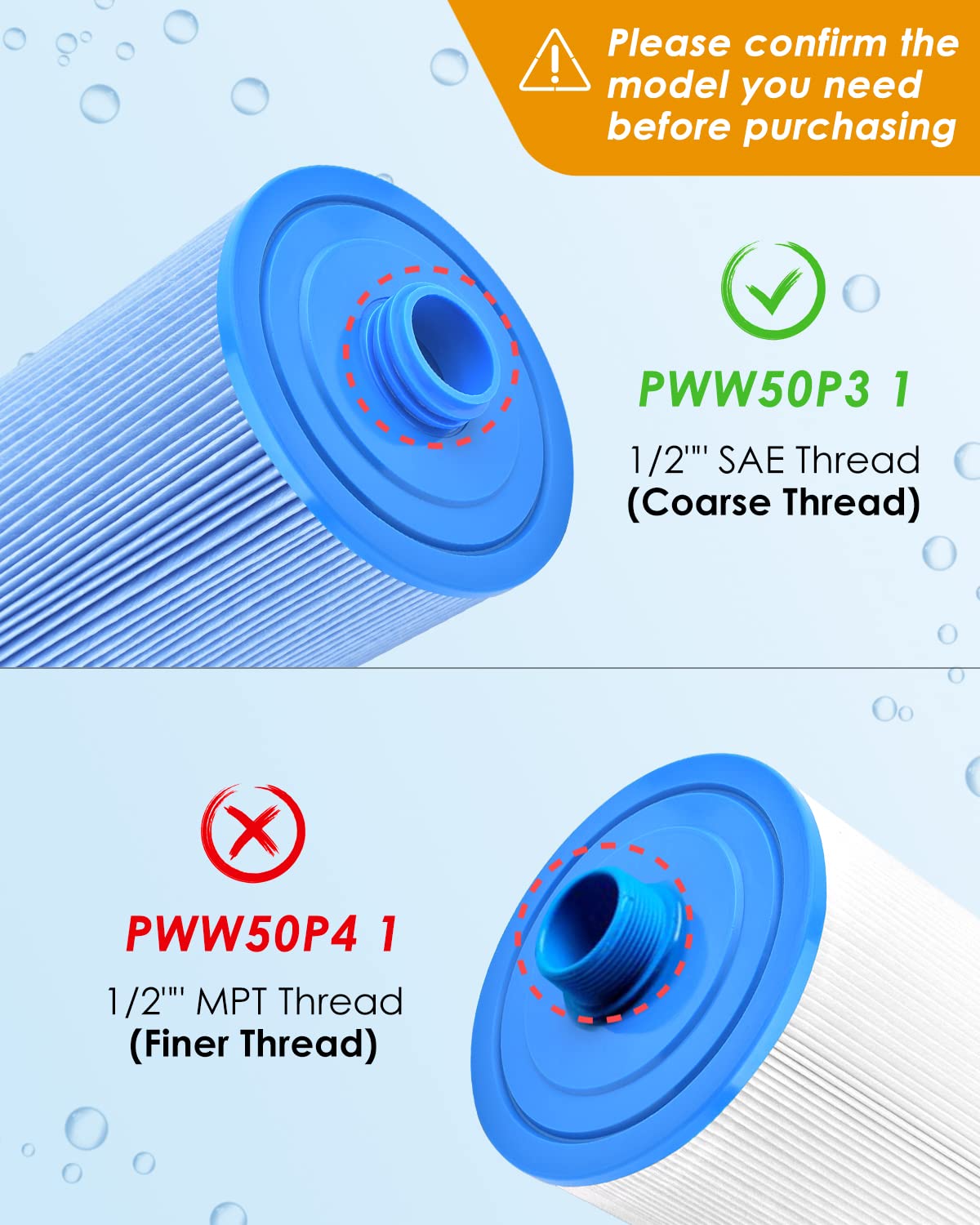 PACETAP spa filter close-up reveals trilobal fiber enhancing filtration performance.