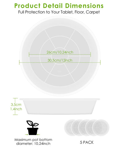 PACETAP thick translucent PP tray supports pots while catching excess drainage.