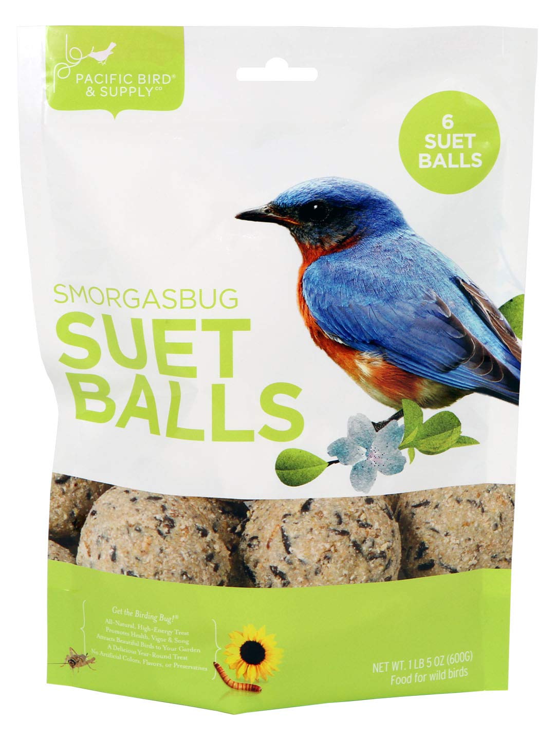Pacific Bird & Supply Co. Smorgasbug suet balls 6-pack attract insect-loving birds with no-melt formula