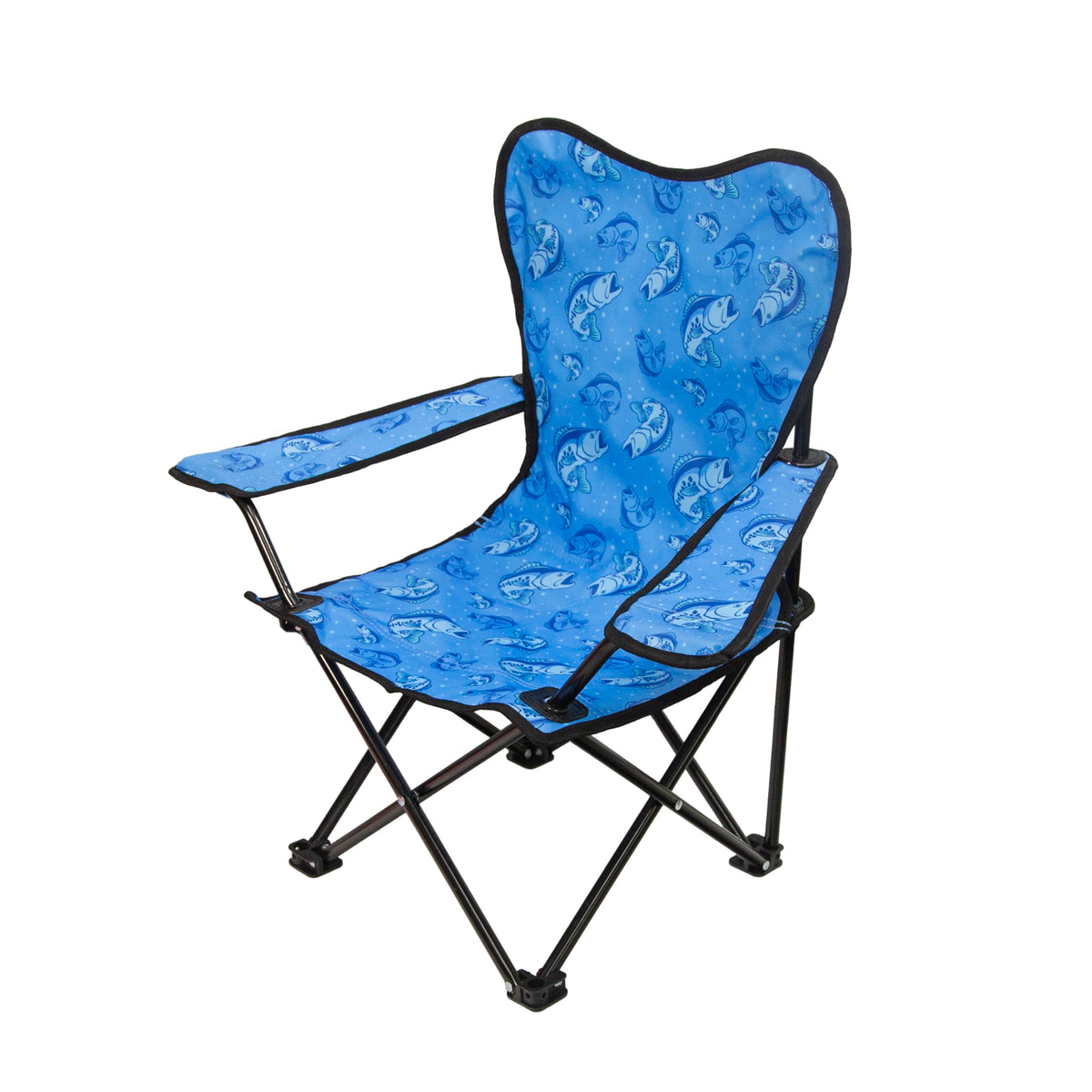 Pacific Play Tents Bass Fish Play Chair front view highlighting the sturdy steel frame for rugged play