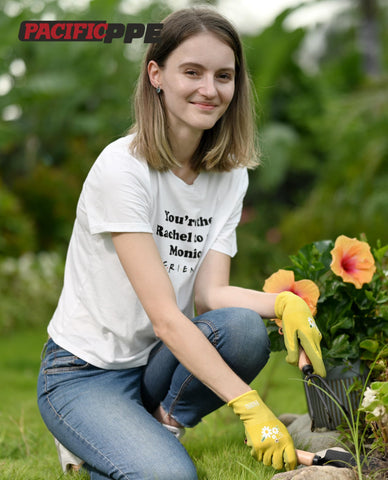 Versatile PACIFIC PPE gloves handle weeding, planting, and digging tasks.