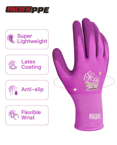 PACIFIC PPE latex-coated palm provides secure grip in damp soil.