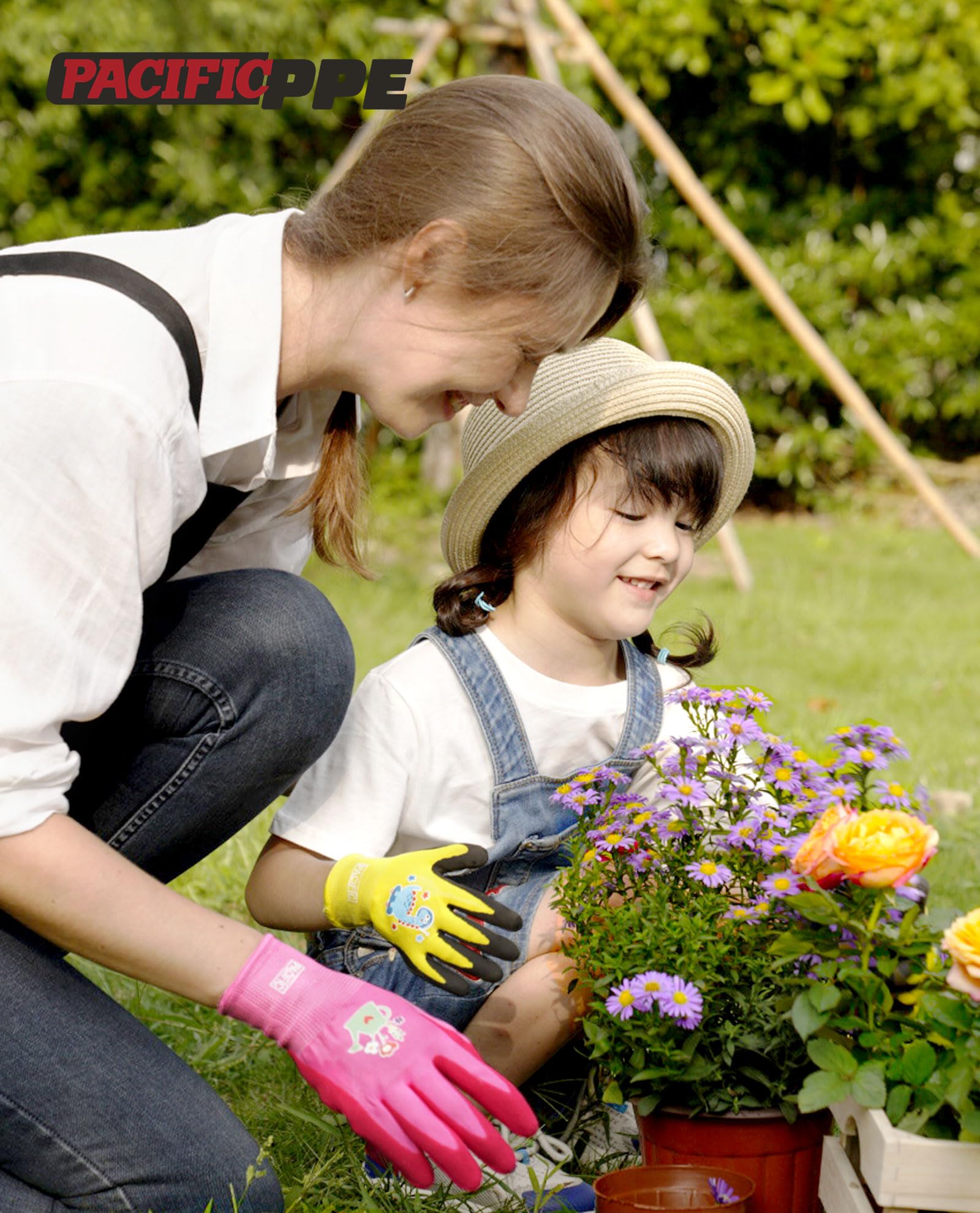 Pacific PPE kids gloves with long cuffs to keep dirt out during outdoors