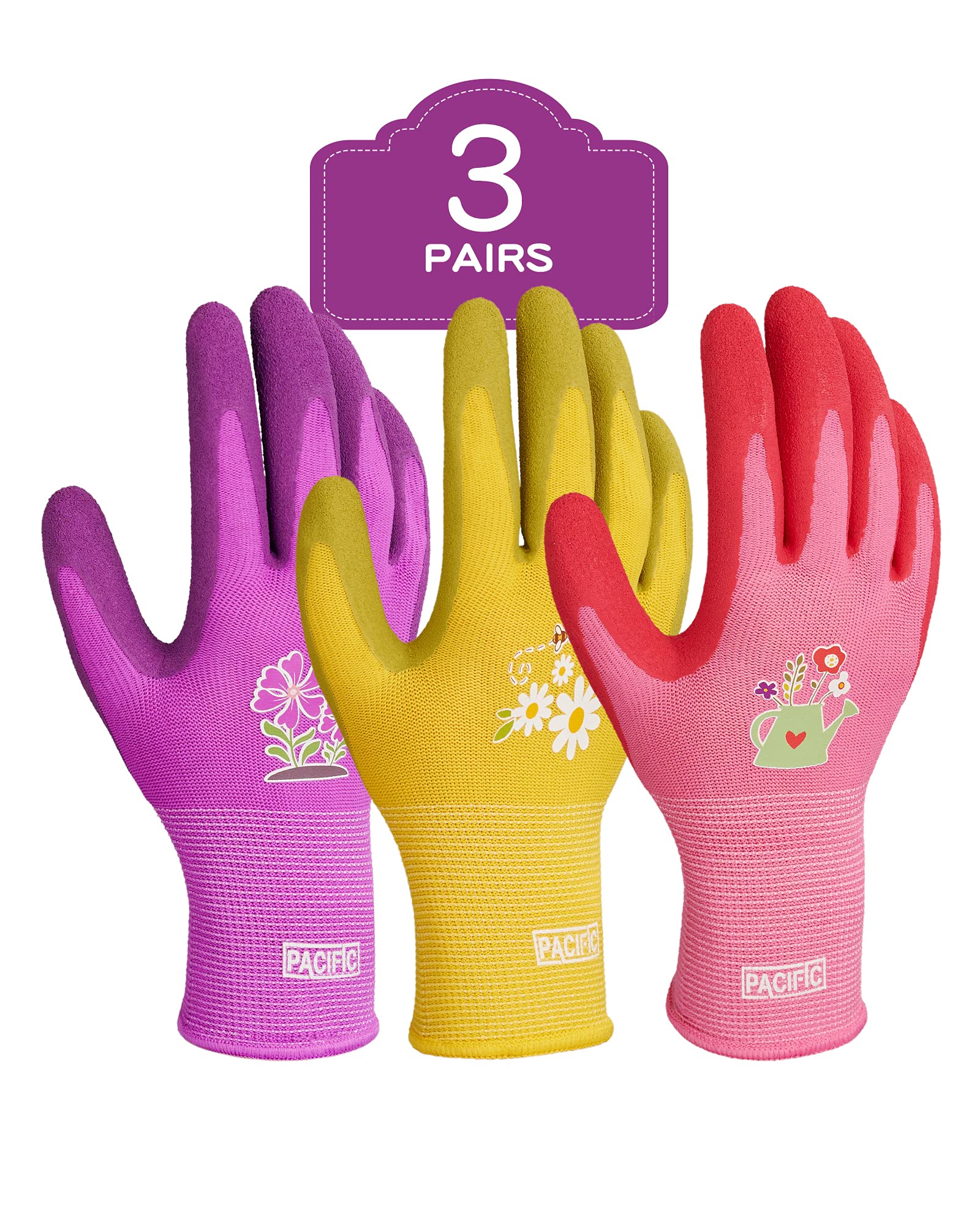 PACIFIC PPE women's gardening gloves with rubber-coated palms provide reliable grip.
