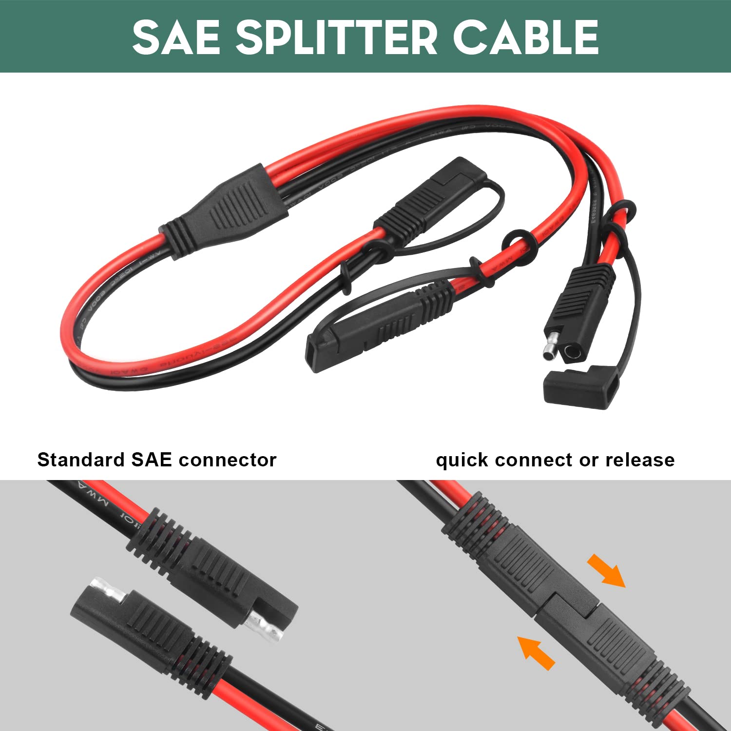 Close-up of 10AWG copper wires in red and black for positive and negative leads