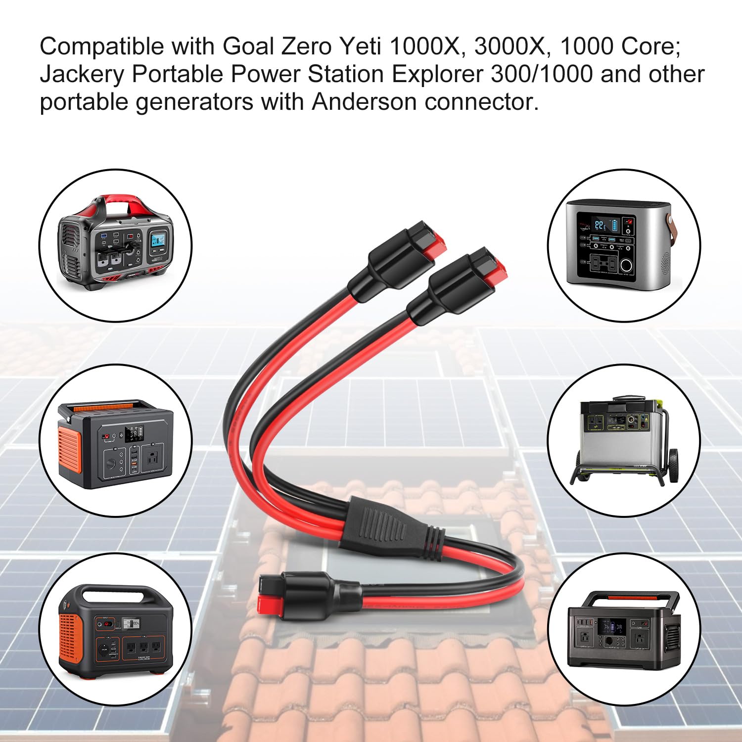 PAEKQ universal compatibility with portable solar kits illustrated on a tech setup.