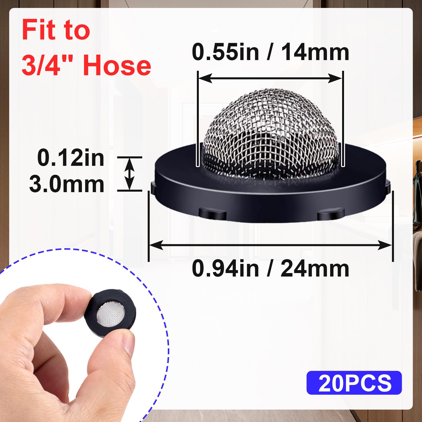 PAGOW stainless steel filter mesh traps debris before nozzle