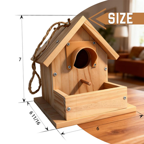 Paiaojia cedar bird house with unfinished wood ready for painting.