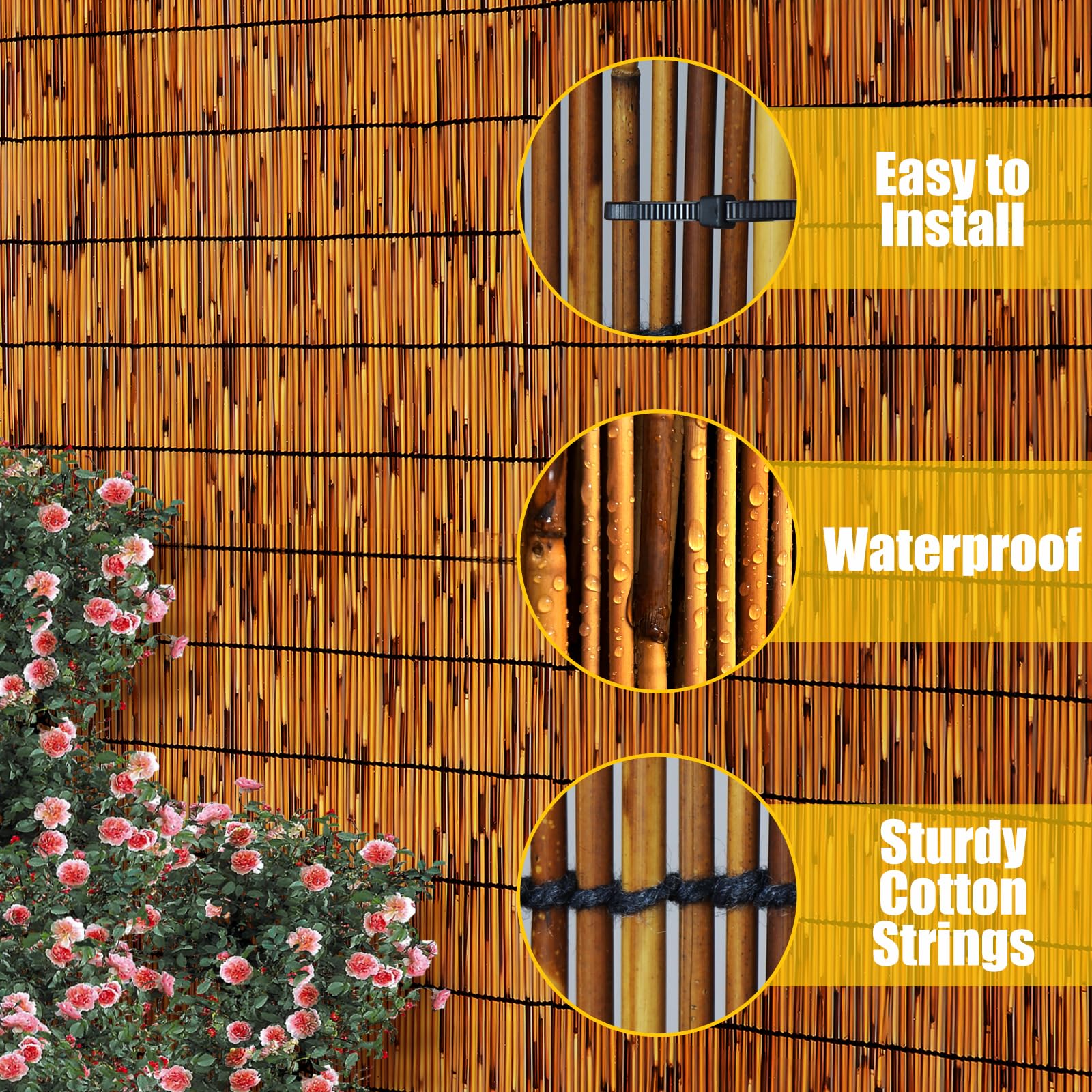PAKNANO garden screen showing natural reeds and rustic charm