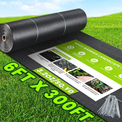 PALATALA weed barrier 6x300ft roll suppresses weeds while allowing air and drainage