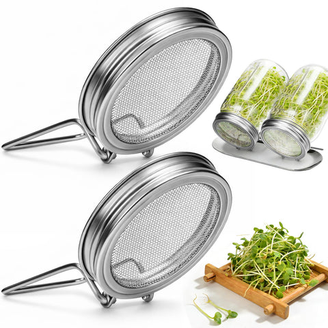 Palksky sprouting lid on wide-mouth jar enables quick, controlled bean sprouts indoors.
