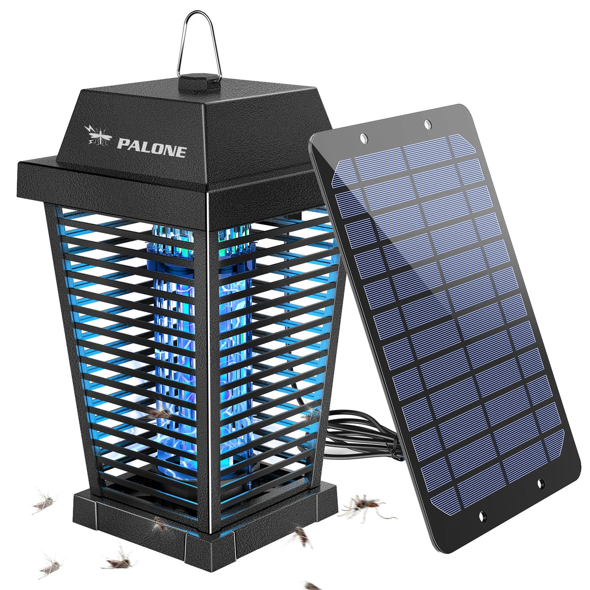 PALONE Solar Bug Zapper front view for outdoor pest control and garden evenings.
