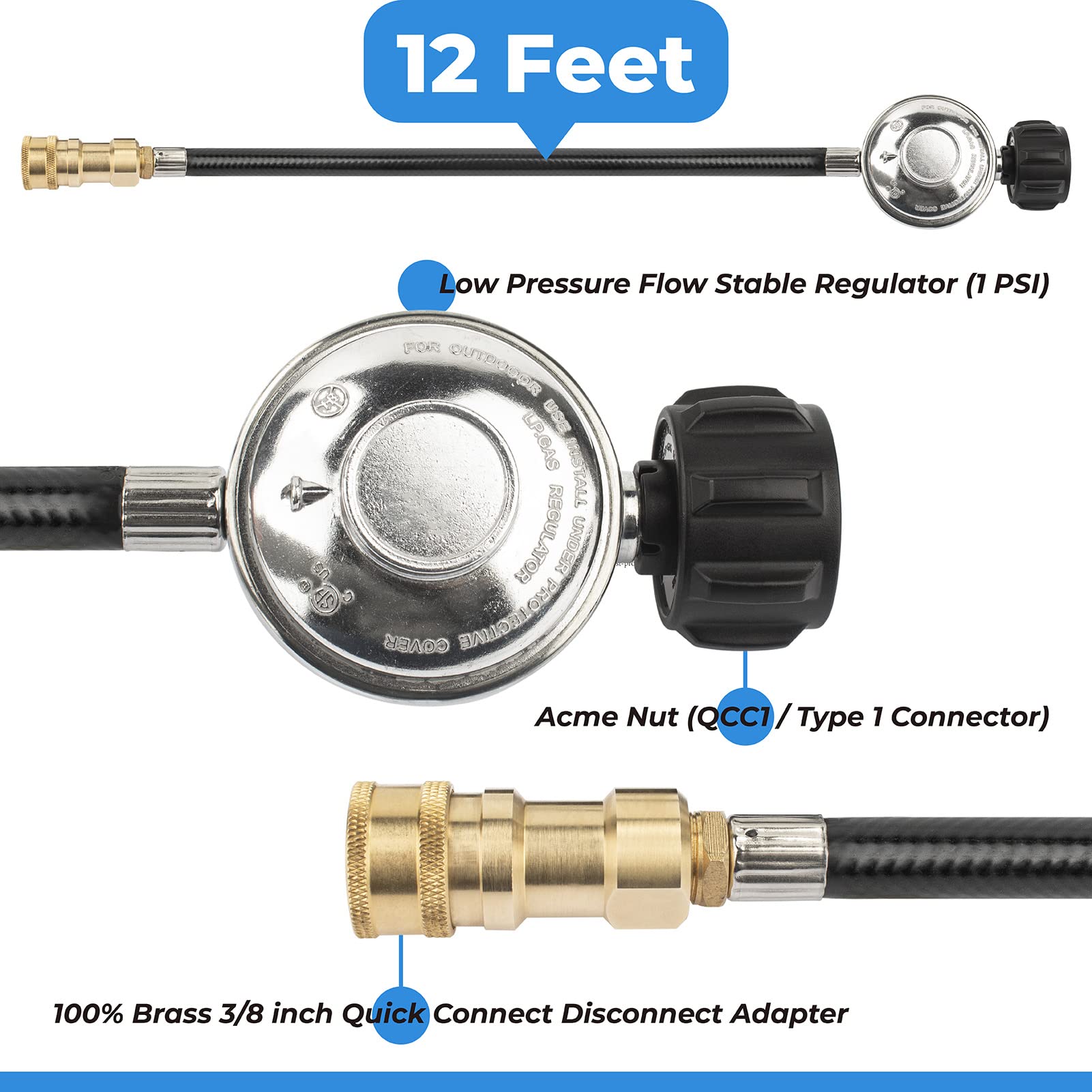 Big Buddy compatible hose attached to a portable heater for versatile indoor-outdoor warmth.