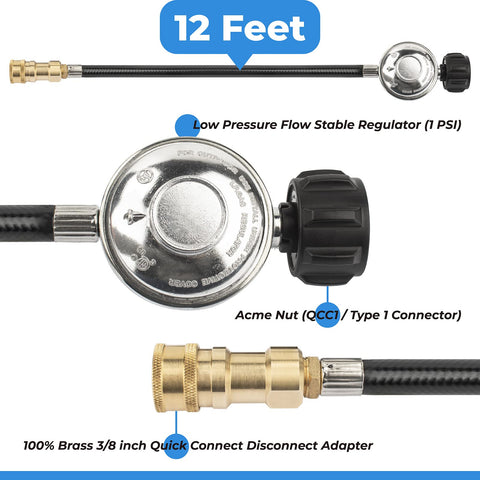 Big Buddy compatible hose attached to a portable heater for versatile indoor-outdoor warmth.