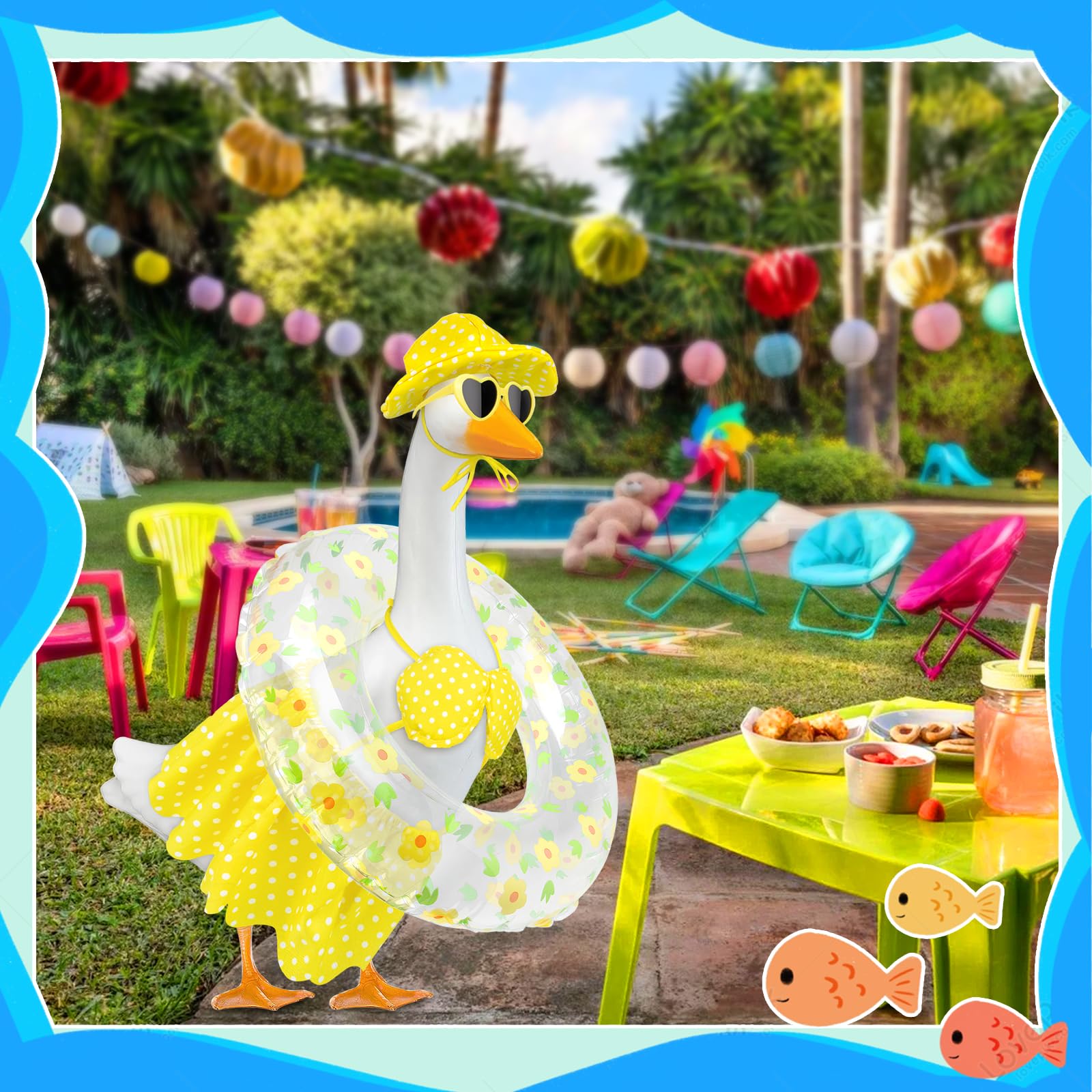PaLuQiYa goose bikini piece showcases yellow seaside style for garden decor.
