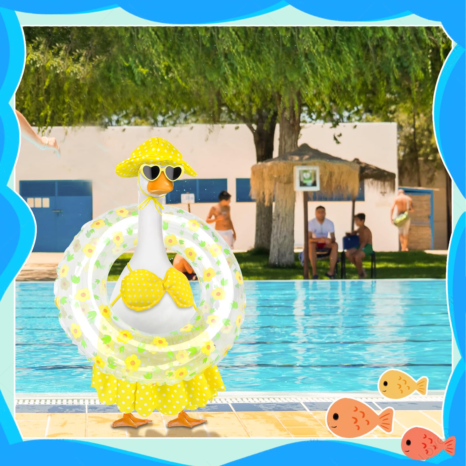 PaLuQiYa goose skirt piece adds tropical flair to porch statues.