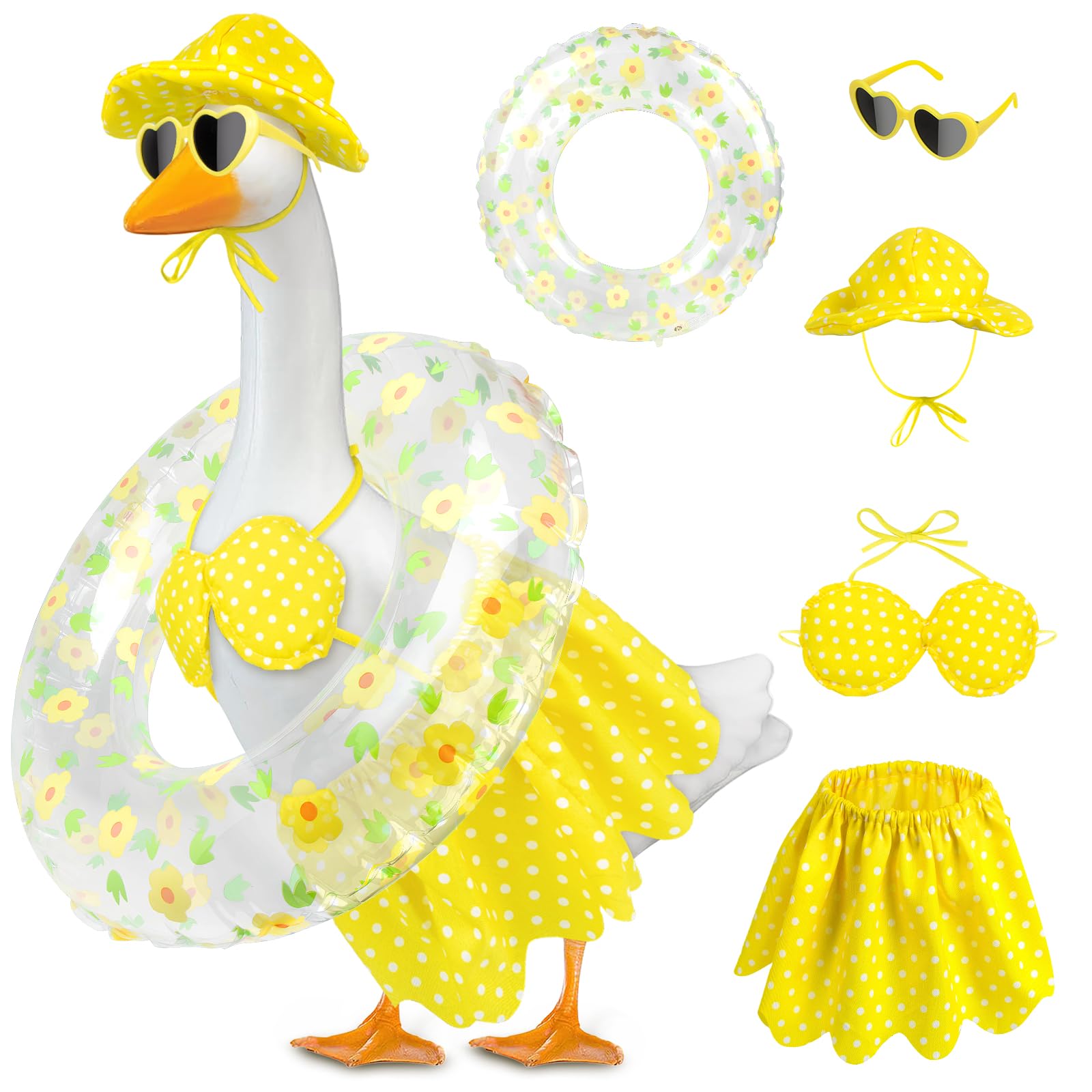 PaLuQiYa Hawaiian goose outfit with sunglasses brightens outdoor statues and adds tropical charm.