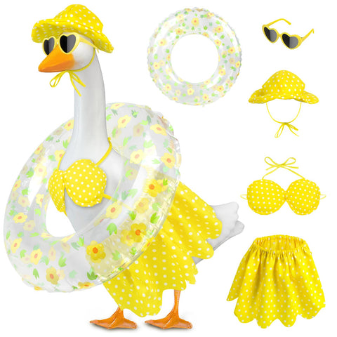 PaLuQiYa Hawaiian goose outfit with sunglasses brightens outdoor statues and adds tropical charm.
