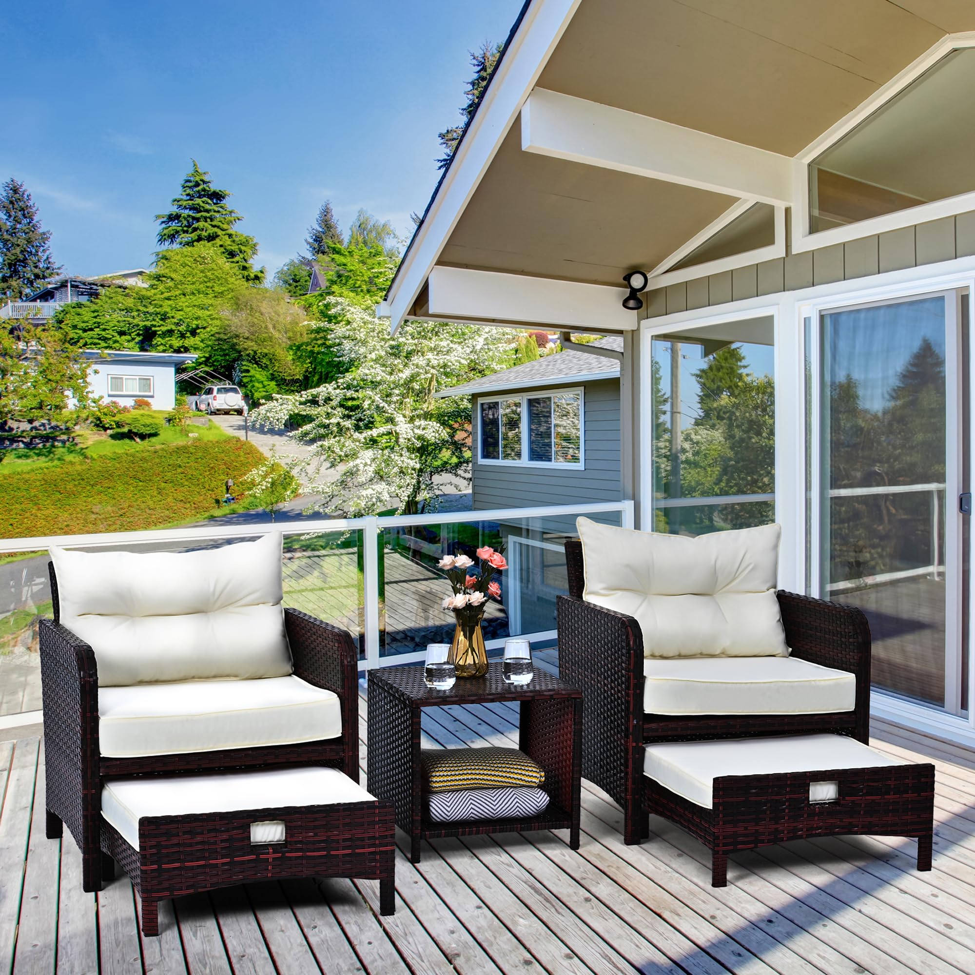 Pamapic outdoor coffee table beige, central focal point for drinks