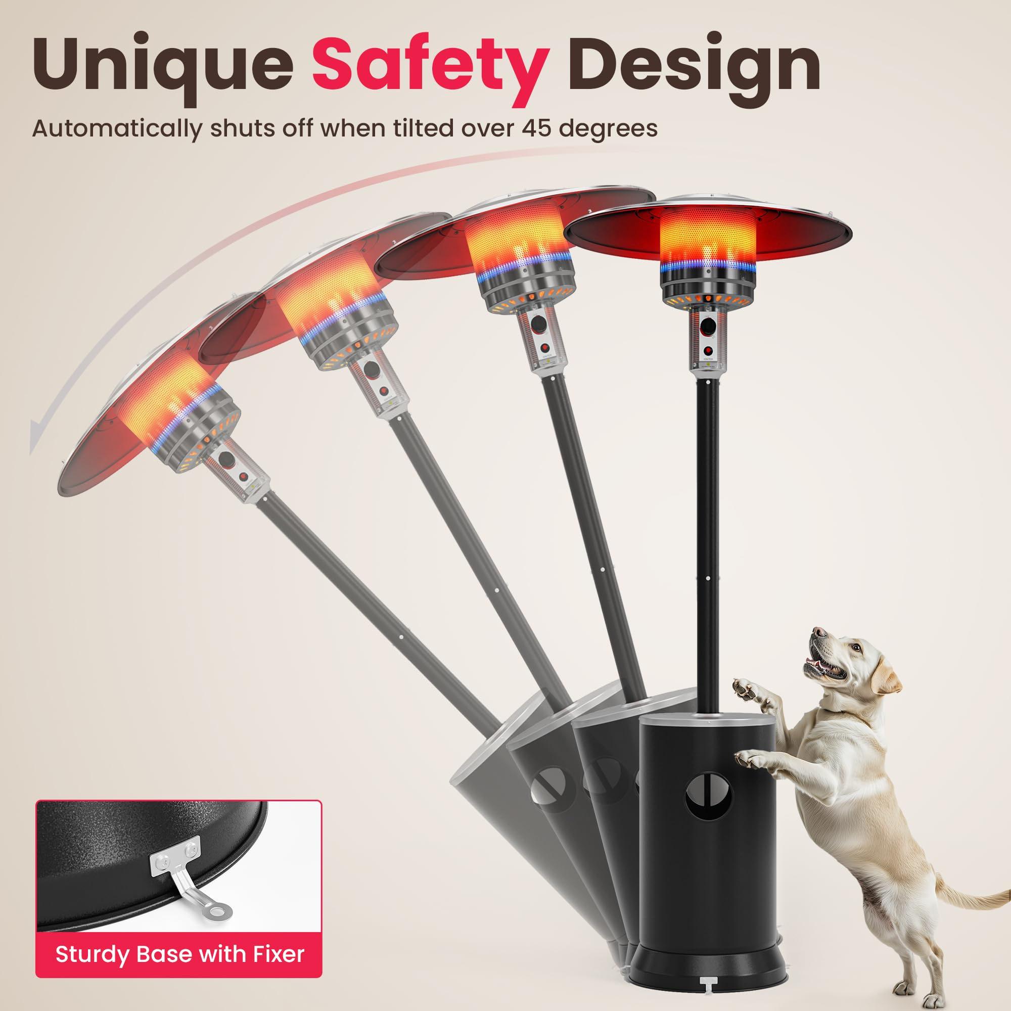 Pamapic pulse-ignition system ensures quick, reliable starts for outdoor evenings.